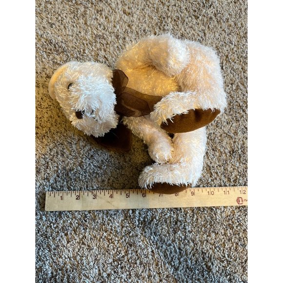 Kellytoy Puppy Dog Plush Kids 12" Tan Brown Sitting Stuffed Animal Brown Bow - Picture 6 of 10